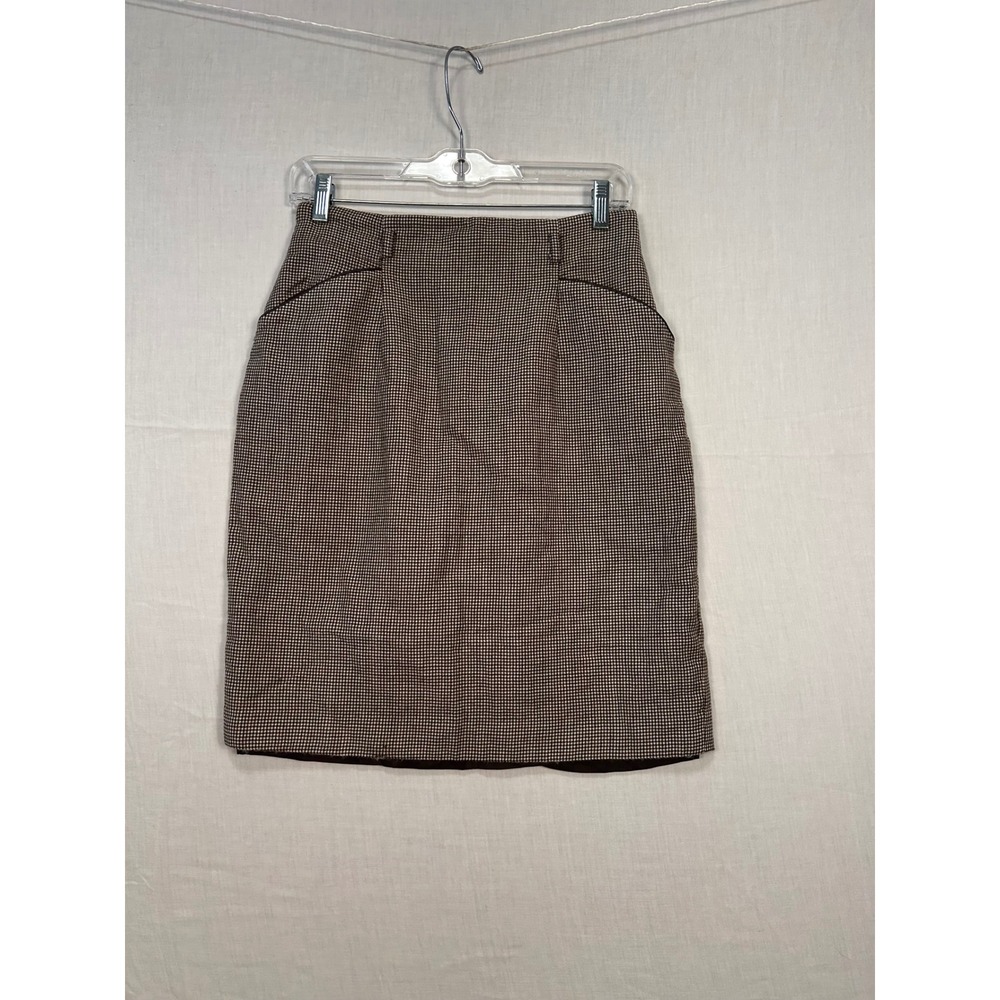 Ann Taylor Vintage 100% Wool Houndstooth Pencil Skirt  Size 8 Made USA
